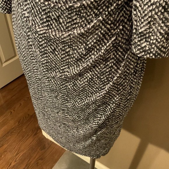 Lauren Ralph Lauren Ruched Dress 10 Black White Gray Wrap V Neckline 3/4 Sleeves - Picture 4 of 14